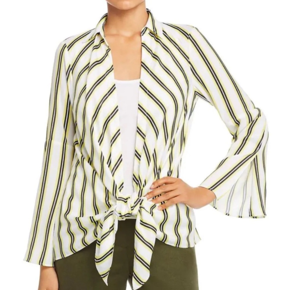 NWT Kenneth Cole 2 pc blouse and tank set, yellow, black, and white, Sz. Small.